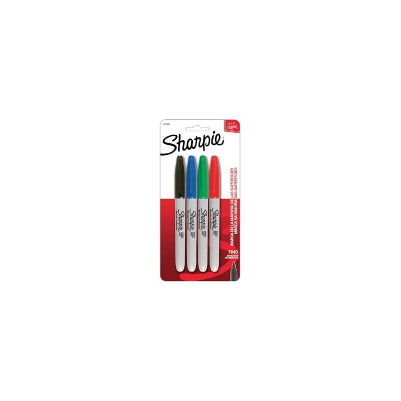 Sharpie Marcadores Permanentes, Punta Fina, Surtidos, 4 Piezas, 1825090