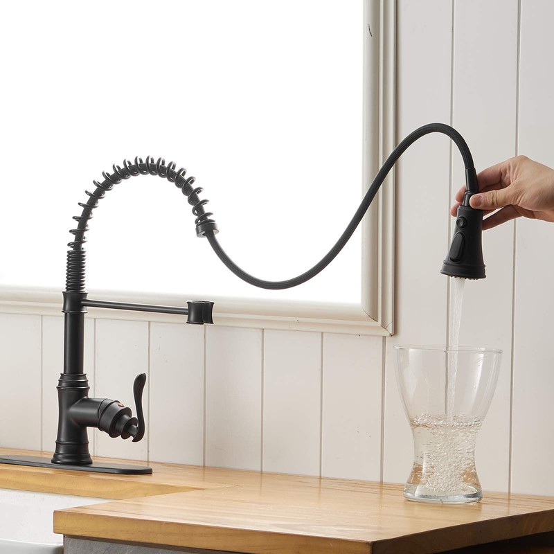 BWE Kitchen Sink Faucet with Deck Plate Single Handle Lever