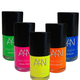 Neon Nail Polish (Set of 5) Now 50% More Content, 5 x 15 ml