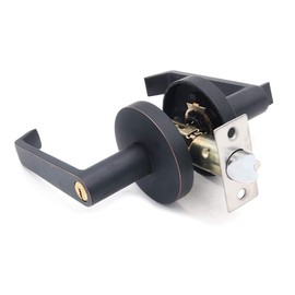 NUZAMAS Door Lever Entrance Lock, Zinc Alloy, Security Exterior/Interior Door Lock with 3 Keys Safe Lock Set Door Handle Knob, Black