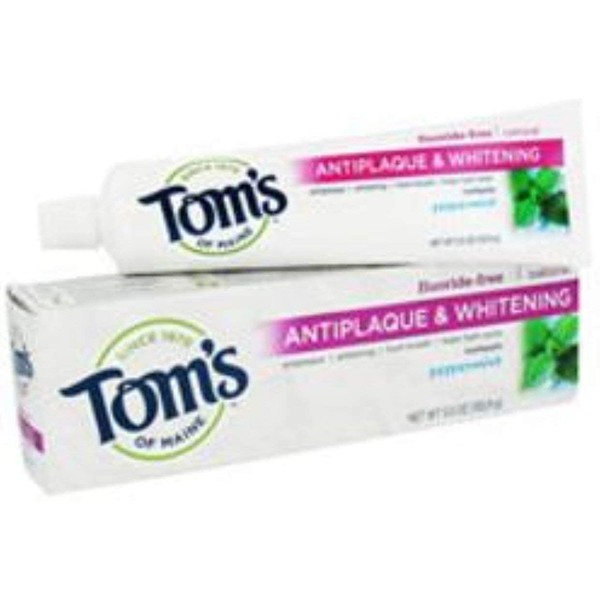 Tom's of Maine Natural Fluoride-Free Antiplaque & Whitening Toothpaste, Peppermint 5.50 oz