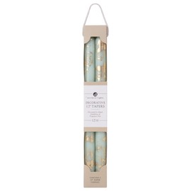 Northern Lights Candles - Premium Decorative Tapers - 12" 2PK - Pistachio w/Gold - 73312