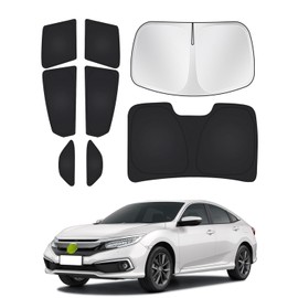 Canvcle Windshield Sun Shade for Honda Civic 10th Gen 2016-2021 (NOT for Hatchback) Side Rear Window Shade Cover Set Full Window Sun Visor Blocker Privacy Cover Keep Vehicle Cool Black 8PCS