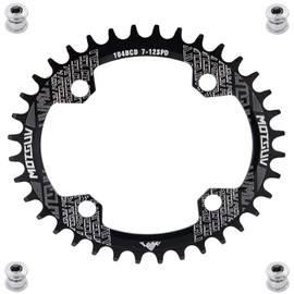YBEKI 30T 32T 34T 36T 38T 40T 42T 44T 46T 48T 50T 52T Chainring 104BCD Round Oval Narrow Wide Single Bike Chainring for 8 9 10 11 Speed Mountain Bike Road Bike MTB BMX (Black Oval, 32T)