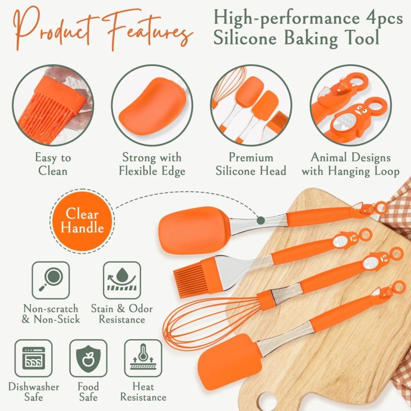 Kitchen 4 Pcs Silicone Kitchen Utensils Non Scratch cooking set