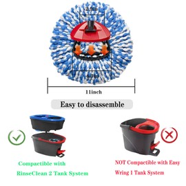 4Pack Mop Replace Heads Compatible for O Cedar, Spin Mop Refill Head Replacement for RinseClean 2-Tank System - Fluffy Microfiber, Machine Washable and Easy to Replace Includes 1 Rotating Mop Base