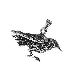 Kiss of Leather Raven Pendant 925 Sterling Silver No. 233, Sterling Silver, No Gemstone