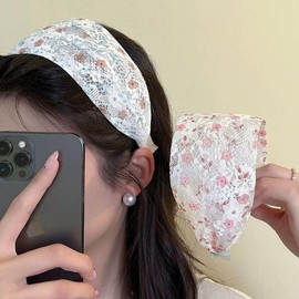 Wide Small Floral Headband for Cleansing Wide Blue