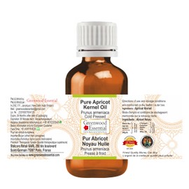 Greenwood Essential Pure Apricot Kernel Oil (Prunus armeniaca) Natural Therapeutic Grade Cold Pressed 30 ml (1 oz)