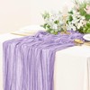 ZAGQIG Boho Rustic Table Runner, 35x120 inches Light Purple Cheesecloth/Gauze,