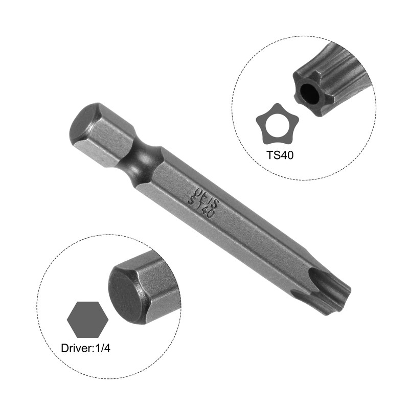 sourcing map 10pcs TS40 Star 5 Point Screwdriver Bit 1/4"