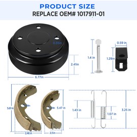 Golf Cart Drum Brake Repair Kit for 2004-Up Club Car Precedent and 1995-Up DS Gas & Electric, Club Car Brake Drums & Brake Shoes Set Replace 101791101 1017911-01 1018232-01
