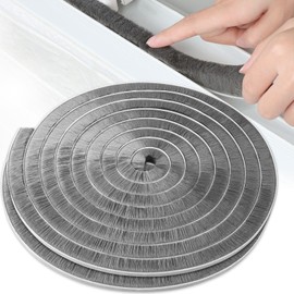 2Pack MILEQEE Door Brush Seal, 66Feet Total, Felt Pile Weather Stripping for Doors, Weather Strip for Windows Cabinet, Self Adhesive Draft Blocker, Dust Stopper Sliding Door Seal Winter, Grey 20m