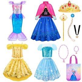 Meland Princess Dress Up - Princess Dresses for Girls with Princess Toys, Dress Up Clothes for Little Girls (Mermaid)