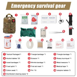 DAJILI First Aid Kit, Emergency Survival Trauma Kit First Aid Bag First Aid Molle Pouch for Home Car Holiday & Workplace, Includes Bandages, Tourniquet, Shear and Essentials