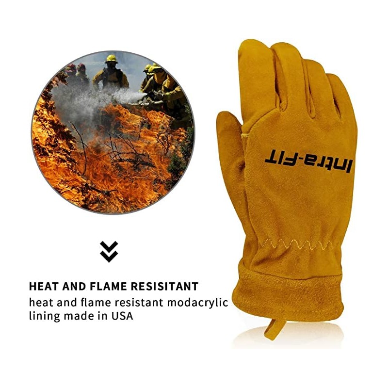 Intra-FIT Wildland Firefighting Gloves, NFPA Professional Firefighter Gloves, Cowhide Leather,