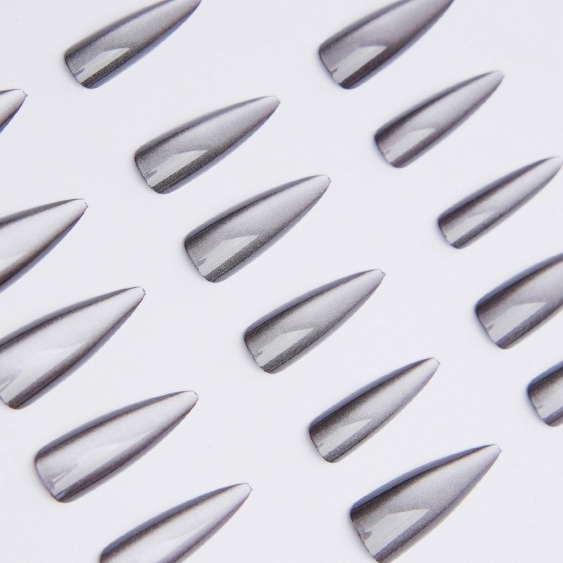 Long Press on Nails Stiletto MABKJLF Black Fake Nails Solid