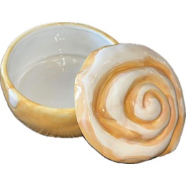 1616Holdings Ceramic Cinnamon Bun Roll Pastry Trinket Jar 6in x 6in x 3in