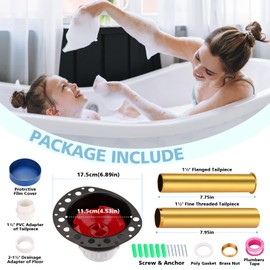 Freestanding Tub Drain Rough-in Kit, Bathtub Drain Kit with PVC Plastic Adapter and Brass Tail Pipes, Compatible with Freestanding Bathtub, Floor Mounted Bathtub and Copper Bathtub