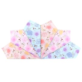 HOULIFE Women's Handkerchiefs - Flower Handkerchiefs, Women's Handkerchiefs, Pure 60S Combed Cotton for Everyday Use Wedding, 45 x 45 cm, 6/12 Pieces, multicoloured