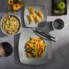 Gibson Elite Soho Lounge Square Reactive Glaze Stoneware Dinnerware Set,