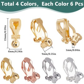 SUNNYCLUE 1 Box 24Pcs 4 Colors Clip on Earring Converter Earrings Converters Rose Gold Antique Silver Metal Brass Triangle Clips Screw Finding for Non Piercing Ears Jewellery Making DIY Crafts