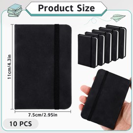 Xvvirnt 10 Pack Pocket Notebook, 4.3 x 2.9 Inch Small Notebooks, Journal Notebook Hardcover with Thick Lined Paper,Mini Pocket Notepad for Office Home Writing Supplies,100 Sheets/200 Pages (Black)