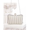 Zweig & Ewigkeit Elegant Silver Pearl Rhinestone Clutch Bag, White