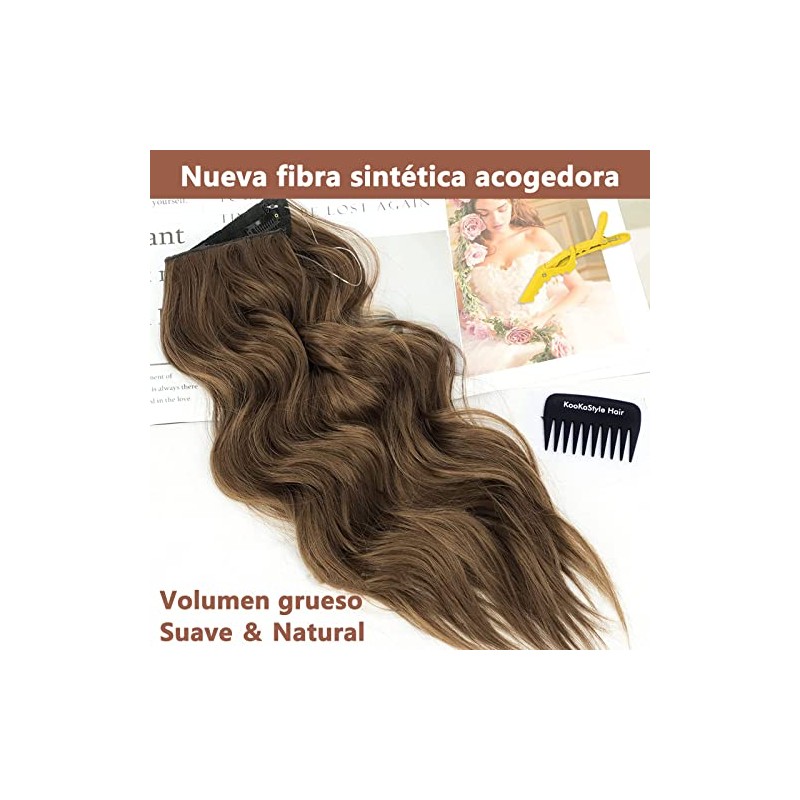 2 Piezas Extension de Cabello, 45CM Hair Extensions(Marrón Claro)
