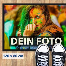 Doormat Print with Your Own Photo – Various Sizes up to 120 cm – Customise Doormat – Non-Slip 120 x 80 cm with Rubber Edge