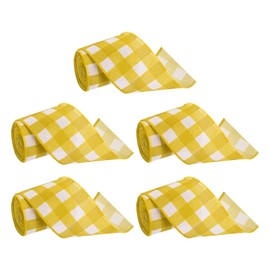 PATIKIL 30 Yards x 2.5" Buffalo Plaid Ribbon, Yellow and White Gingham Gift Wrapping Ribbon for Thanksgiving Bow Wreath Craft Birthday Wedding