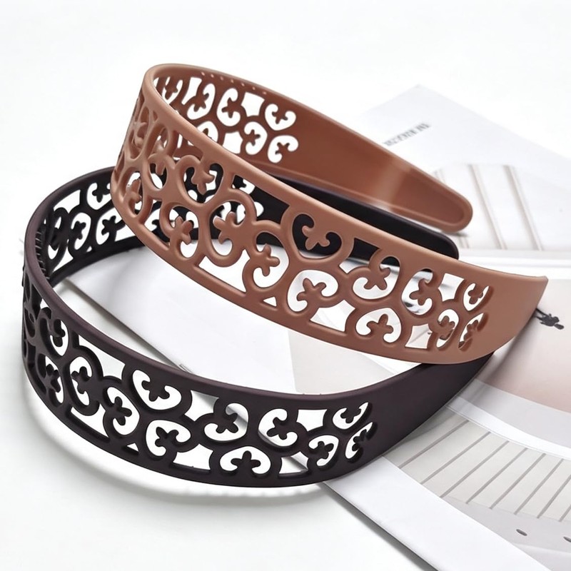 Springtime 6 Pack Hollow Cutout Headbands for Women Wide Plastic