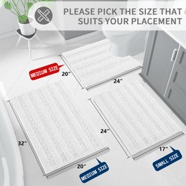 Yimobra Toilet Rugs U Shaped Washable 24 x 20, Non Slip and Super Absorbent Toilet Mat, Quick Dry, Ultra Luxury Microfiber Chenille Plush Fluffy Contour Bath Rugs for Toilet Base, White