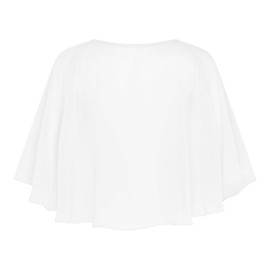 Bolerose Soft Wedding Wrap Evening Sheer Chiffon Cover Up Cape Shawl (White, One Size)