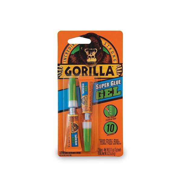 Gorilla Super Glue Gel, Two 3 Gram Tubes, Clear, (Pack of 2)