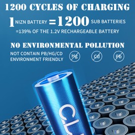 CLDP Rechargeable AA Batteries 2 Pack with 2 Bay Charger, 1.6V 2500mWh Ni-Zn Double A Battery - Fast Charging, Long Lasting Rechargeable Batteries with Charger