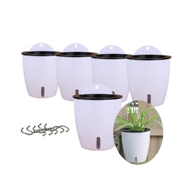 Juego de 5 macetas con nivel de agua visible y sistema de riego automático con maceta interior, macetas colgantes, soporte de plantas para pared, macetas pequeñas para interior y exterior con 5