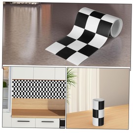 EXCEART 3 Sets of Border Wall Stickers Kitchen Back Wall Wallpaper Border Peel and Stick Checkerboard Wallpaper Border Waterproof Checkerboard Wallpaper Checked Wallpaper PVC 2 Rolls x 3