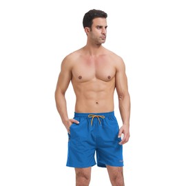 Ougelebo Men's Swimming Trunks with Zip Pocket, Quick-Drying, navy blue, XL