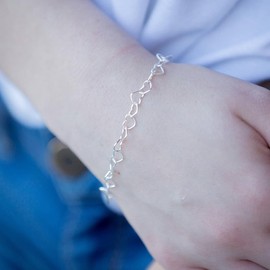 Hollow Love Heart Link Chain Bracelet Sterling Steel Bracelet for Women-Gold