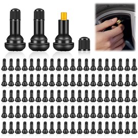 Pack of 100 TR412 Rubber Valves, Universal Snap-in Rubber Valves for Car Tyres, Motorcycles (TR412)
