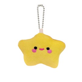 ELVRLA Cute Soft Smiling Lucky Star Keychain Colourful Good Luck Happy Star Key Chain Key Ring Holder Bag Charm Purse Pendant -Yellow