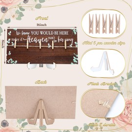 RattanView Wood Memory Table Sign 16 x 8 Inch in Loving Memory Wedding Sign with 5 Clips Wedding Decor for Ceremony and Reception Wooden Memorial Picture Board to Honor Souls(Eucalyptus 1)