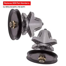 Set of 2, Spindle Assenbly w/PULLEY for MTD Craftsman TROY BILT 918-06991 618-06991 918-06989 42" Deck