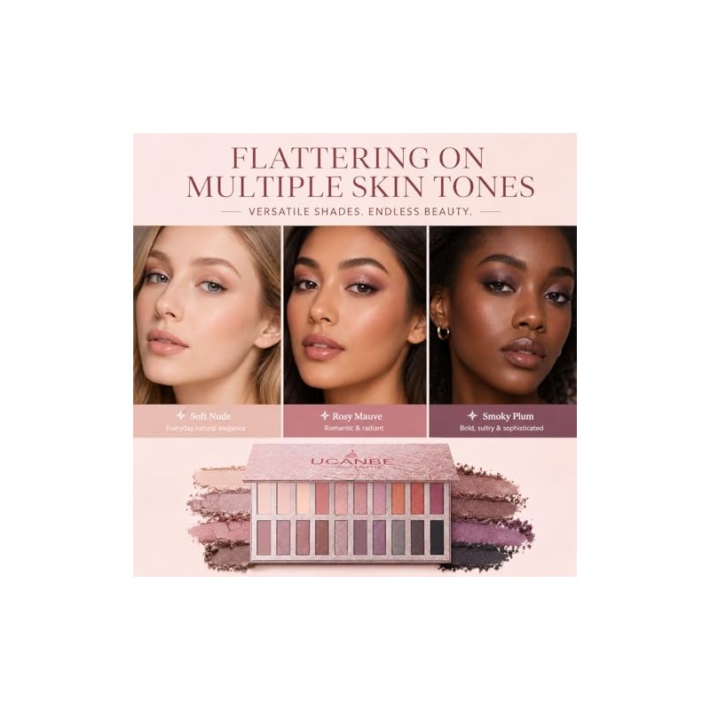 Ucanbe Cosmos Nude Eyeshadow Palette, Pro Matte Shimmer Glitter 20