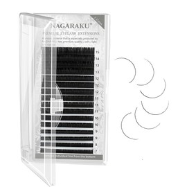 NAGARAKU Eyelash Extensions Individual Lashes 0.20 CC curl 7-15mm Mix Tray Classic Matte Black Soft Natural Faux Mink 16 rows