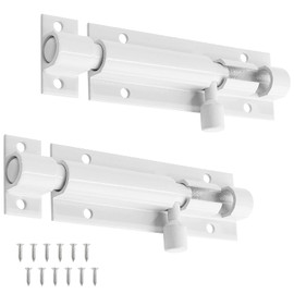 Bivethoi 2 PCS 3 Inch Barrel Bolt Latch White Door Latch Hardware, Small Slide Latch Lock Heavy Duty Security Bolt, Aluminum Alloy Gate Slide Lock Latch Mini Warehouse Garage Door Latch (1.3mm Thick)