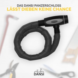 DANSI Unisex – Adults' Articulated Lock with 2 Keys, 20 x 1000 mm, Smoke Black, Matte Smoke Black, Unisex – Adults, Matte smoke black, 20 x 1000 mm