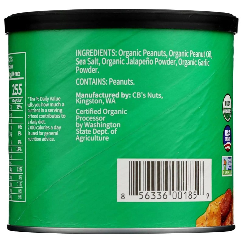 Cb`s Nuts Organic Kettle Roasted Jalapeno Peanuts 14 oz