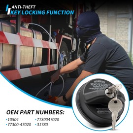 10504 Gas Cap Fit for Chevrolet Nissan Toyota Honda GMC Buick Infiniti Subaru, Lock Fuel Cap Replace for Mazda Cadillac Isuzu Lexus Acura, Locking Gas Caps Replace 77300-47020 Fuel Tank Cap Locked
